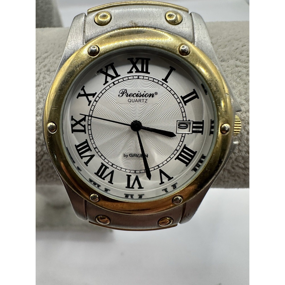 Precision by GRUEN GP5042 Two Tone Quartz‎ Men's Watch 37MM 7.5" New Battery Q